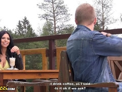 デカパイ, 茶髪の, 巨乳な, ヒール, アウトドア, 三人