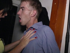 Filthy brunette is fucking a random dude on the street