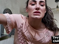 Femdom CFNM babe mocking small cock and teasing it