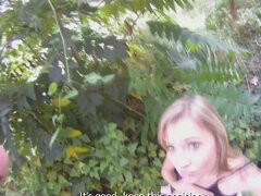 Européenne, De plein air, Chatte, Chevaucher, Suçant, Tatouage