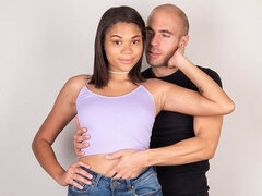 Creampie, Doggystyle, Ebony, Husband, Natural tits, Petite, Skinny, Teen