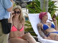 Glamorous outdoor FFM with Anna Bell Peaks and Cory Chase