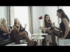 舐める尻, レズビアン, 下着, 天然, パーティ, ストッキング