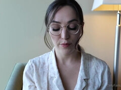 Nerdy babe in glasses - Amateur striptease on webcam