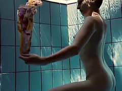 ビキニ, 茶髪の, レズビアン, プール, 公共, ティーン, オッパイの, 水中