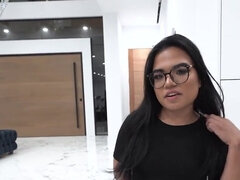 Asian nerd is way too bored sucking her brother's dick