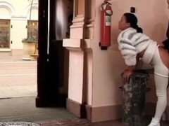 素人, アナル, 茶髪の, カップル, 穴開きパンティ, 公共, 現実, ティーン