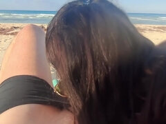 Amateur, Playa, Mamada, Polla, Madres para coger, Al aire libre, Chupando, Tragarse