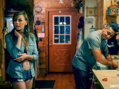 Grote kont, Grote lul, Gebondenheid, Bruinharig, Hondjeshouding, Natuurlijke tieten, Tiener, Tieten likken