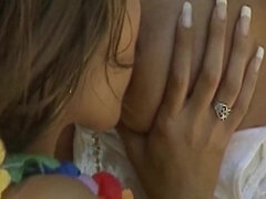 デカ尻, デカパイ, 茶髪の, レズビアン, なめる, 自然山雀, アウトドア, 赤毛