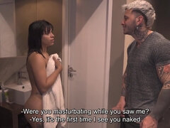 My Stepsister Just Wanted A Towel, And I Even Gave Her My Dick In The Ass With Garganta Profunda