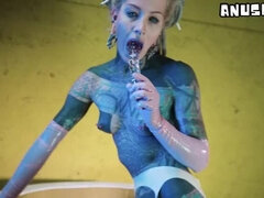 Extrême, Femelle, Allemand, Gothique, Talons, Latex, Masturbation, Ados anal