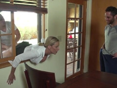 Gorgeous blonde MILF gets gangbanged