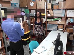 An ebony babe refuses to give the name of her accomplice in stealing some items from the store