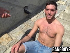 German twink sucks big cock outdoors for cash