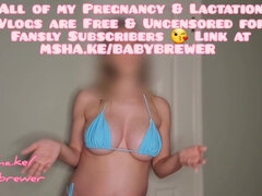 Bikini, Rubia, Hembra, Lactando, Leche, Embarazada, Solo, Tetas