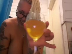 Tattooed Blonde Milf With Big Tits Orders Man To Drink Her Spit And Piss