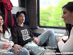 カップル, チェコ, フォアサム, 自家製, アウトドア, 公共, 現実, トレイン