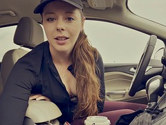 Amateur, Voiture, Exhib, Masturbation, Pov, Solo, Nénés