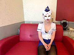 Asiatique, Mignonne, Masturbation, Lait, Orgasme, Collant, Police, Spandex