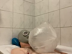 Leie, Grosser schwanz, Spermaladung, Fetisch, Handschuhe, Latex, Masturbation, Dusche