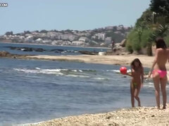 Playa, Corridas, Polla, Grupo, Al aire libre, Público, Adolescente, Tetas