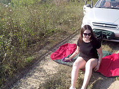 Voiture, Doigter, Lunettes, Masturbation, Nue  à poil, De plein air, Public, Jouets