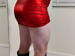 Sexy Maddie in a hot red dress
