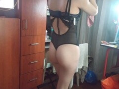 Amateur stepmom caught filming herself in lingerie gets screwed by stepfather