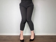 Mummy Xmarika pees in her office pants while wearing heels