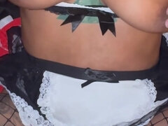 Amateur, Cul, Gros cul, Sucer une bite, Noir ébène, Femelle, Lingerie, Domestique