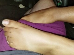 Ebony footjob in police car part 1