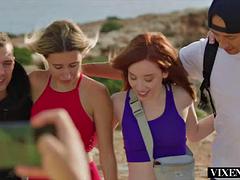 Blondine, Blasen, Braunhaarige, Kompilation, Im freien, Rotschopf, Jungendliche (18+)