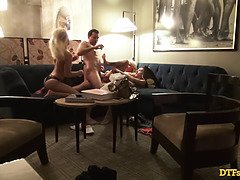 Two Blonde Babes DP Anal In Real Swinger Group Sex Late Night Hotel Party