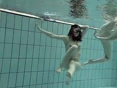 Loris and Okunewa  lesbians swimming underwater