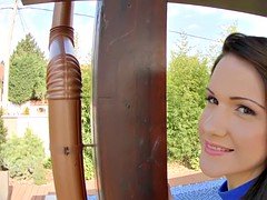 Asstraffic brunette bends over and gets fucked in the ass