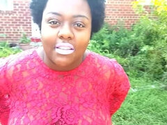 ぽっちゃり, デカ尻, デカパイ, 黒人, 女, 面白, 公共, 一人