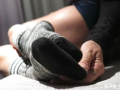 Kayla Jane has a smoke and some cozy time with her wool socks