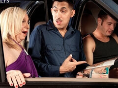 デカ尻, デカチン, デカパイ, ブロンド, フェラチオ, バック, 熟年, 淫乱熟女