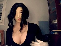 Frau, Fetisch, Handschuhe, Latex, Maske, Gummi, Titten, Spielzeuge