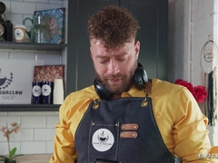 デカチン, デカパイ, フェラチオ, 茶髪の, なめる, オマンコ, 剃毛, オッパイの