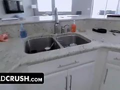 Blond teen lily larimar shagged by step-dad for making a dirt in the kitchen