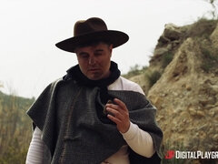 Sucer une bite, Bondage, Brunette brune, Gorge profonde, Européenne, De plein air, Chatte, Rugueux