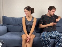 Stepsister Can't Resist Stepbrother's Big Dick! Eager to Suck and Stroke it for His Load