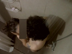 素人, 浴室, デカ尻, カップル, 小柄, 剃毛, シャワー, ティーン