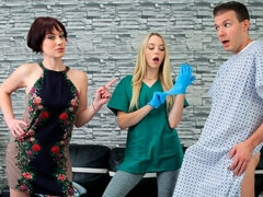 ブロンド, フェラチオ, バック, 女 人男 人, 母, 看護婦, ガリガリ, 三人