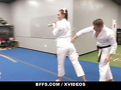 Karate hotties (olivia grey) (abigail peach) (Bella Rolland) share their instructors large rod - best friends