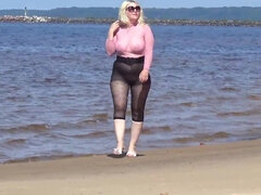 Gros seins, Femme couguar, Robe, Fait maison, Collant, Public, Chatte, Solo