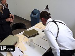 デカパイ, イマラチオ, ヒール, 異人種間, 淫乱熟女, お金, オフィス, ストッキング