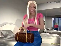 3d, 美女, デカパイ, ブロンド, 巨大, 一人, ストリップ, オッパイの